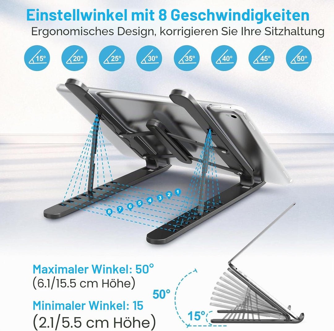 Laptop-Ständer, 8 verstellbare Ebenen, Laptop-Ständer, Silikon, rutschfest, kompatibel mit MacBook,