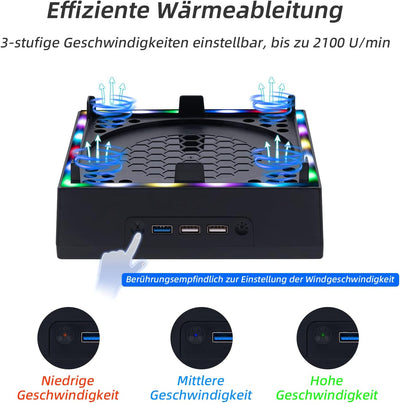 Mcbazel Xbox Series X Wandhalterung mit Kühler, RGB-LED-Kühlsystem Halterung mit einstellbaren Gesch