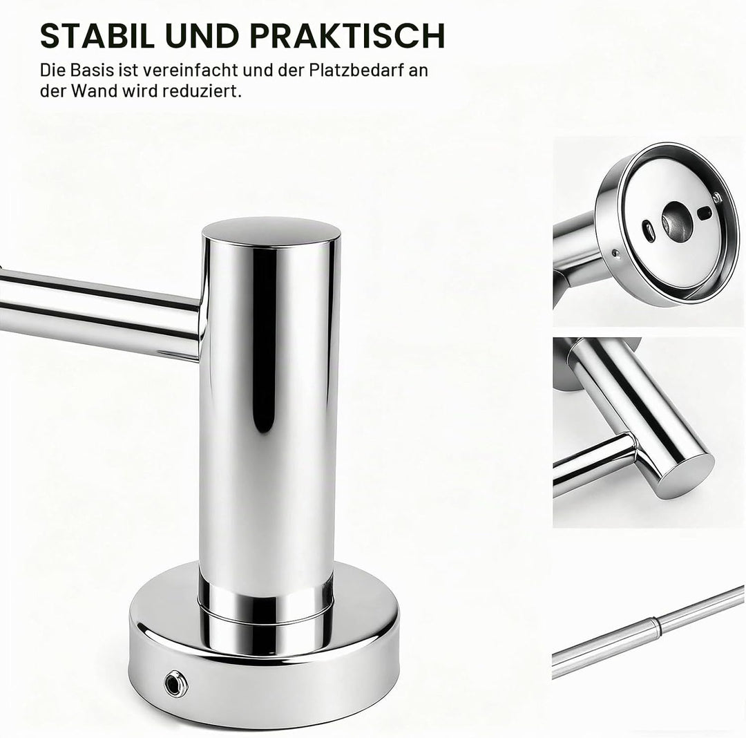 Handtuchhalter aus 304 Edelstahl (Silber) – Verstellbar 43-72 cm mit verdeckten Schrauben – Für Bad,