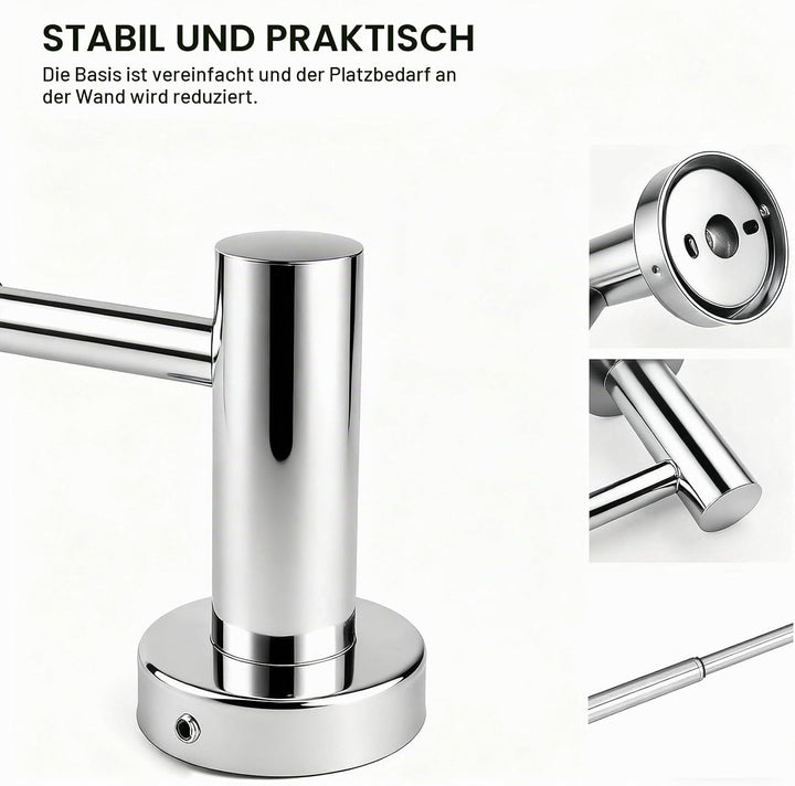 Handtuchhalter aus 304 Edelstahl (Silber) – Verstellbar 43-72 cm mit verdeckten Schrauben – Für Bad,