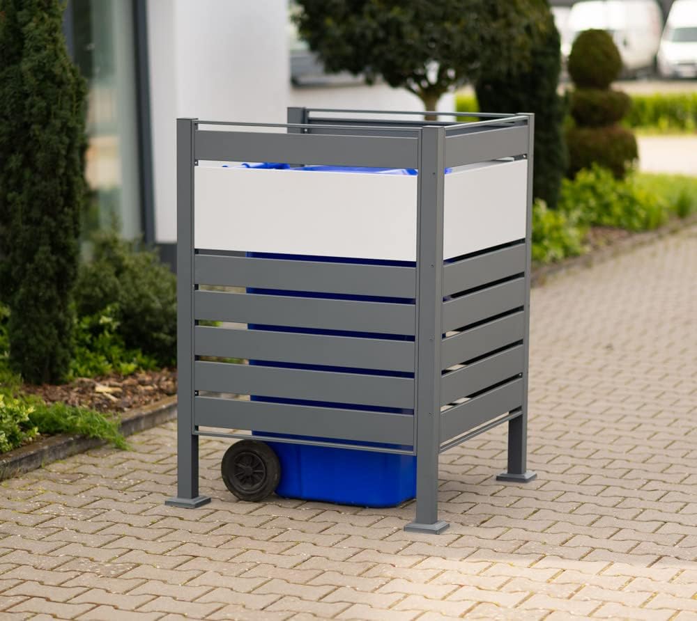 WESTMANN 1er Mülltonnenverkleidung Planum | Metall 80x80x120 cm Grau/Hellgrau | Mülltonnen Sichtschu