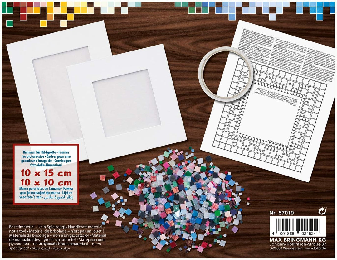 folia 57019 - Mosaik Bastel Set, mit über 800 Teilen - ideal zur Gestaltung individueller Bilderrahm