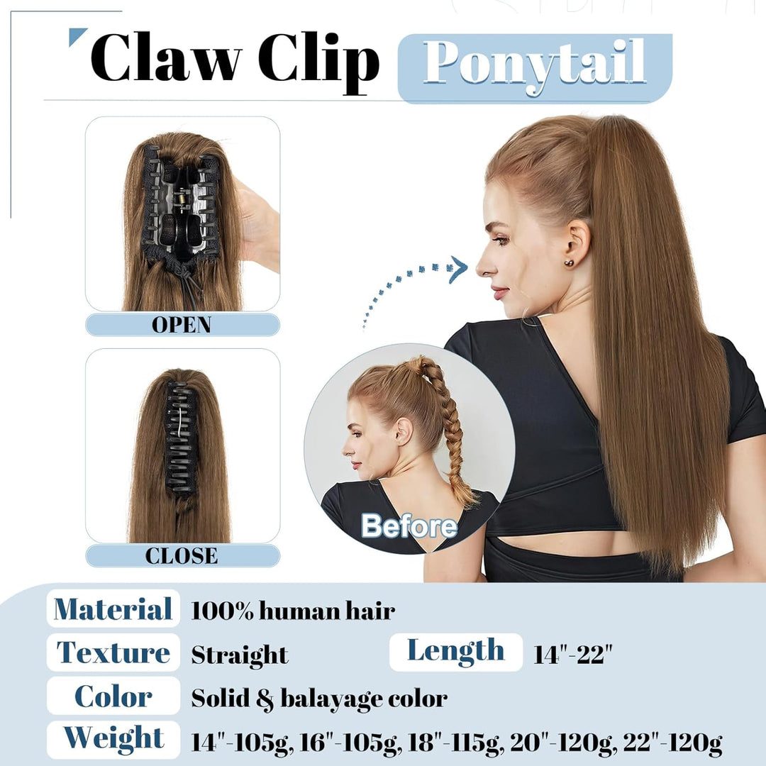 SEGO Ponytail Extension Echthaar Pferdeschwanz Zopf Clip in Haarteil Haarverlängerung 100% Remy Haar