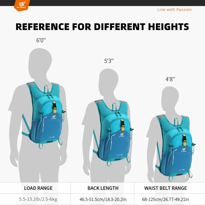 SKYSPER Wanderrucksack 15L Rucksack Herren Klein Tagesrucksack Leichter Trekkingrucksack für Wandern