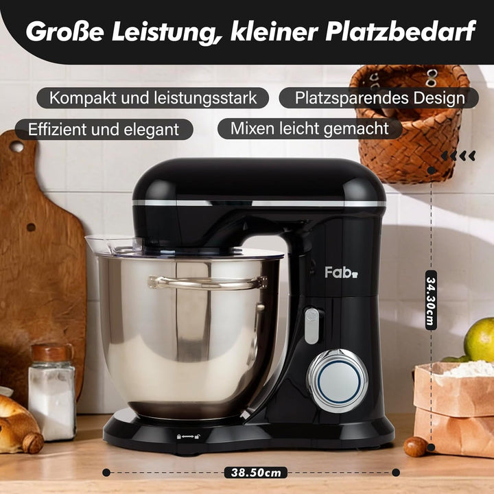 Kitchen in the box Küchenmaschine 1300W, 6L Knetmaschine Teigmaschine für Heimbacken, 10 Geschwindig