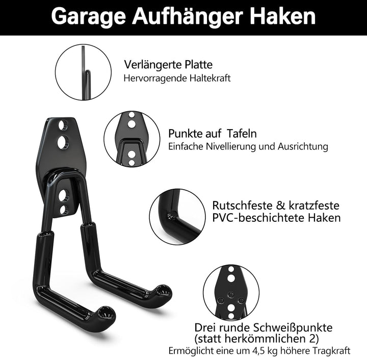 3-H Haken Garage 8 Stück,Wandhaken Garage integrierter Stanztechnologie besteht, Wandhaken Schwerlas