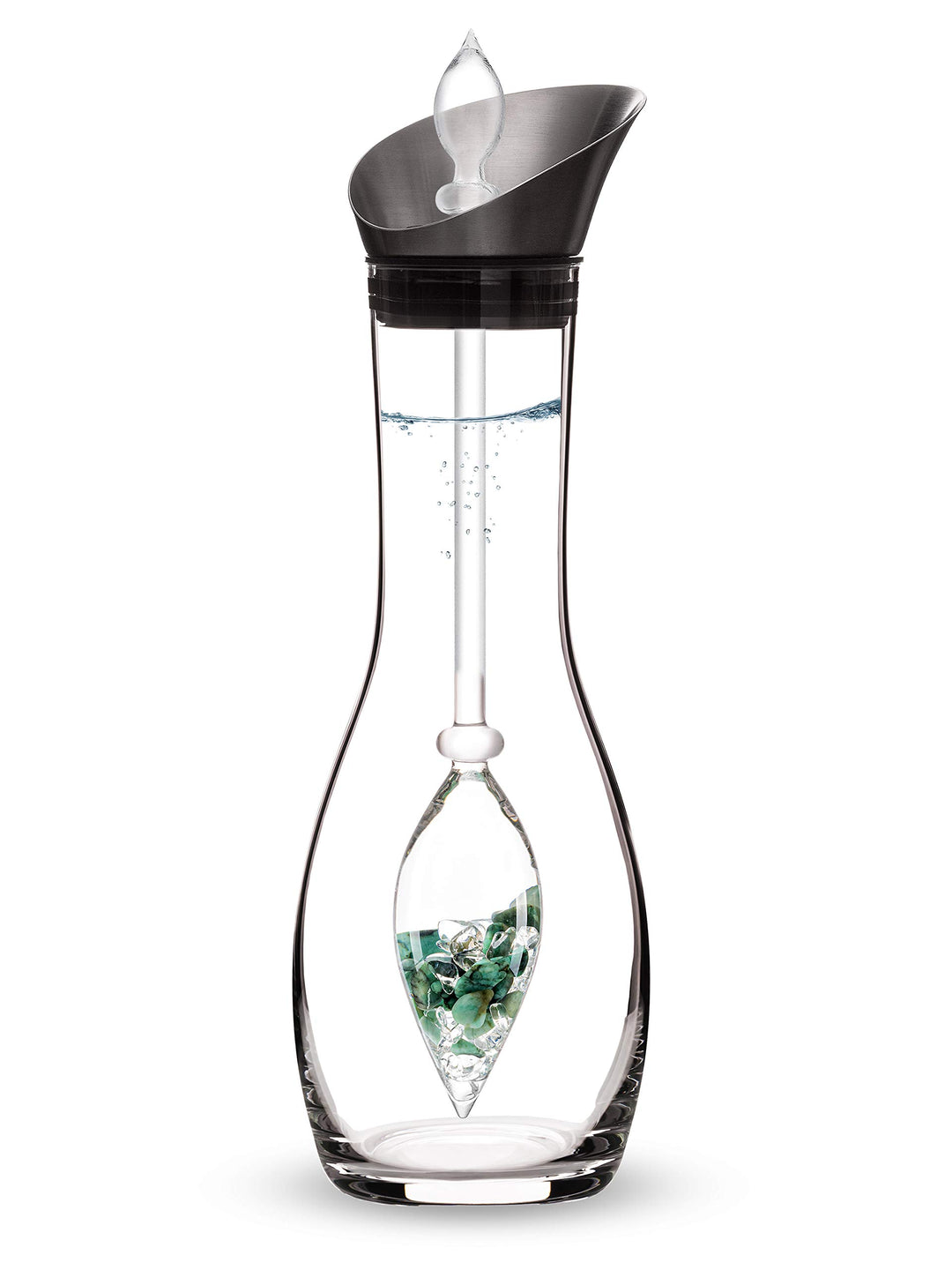 VitaJuwel Vitality Edelsteinwasserset für Zuhause (Karaffe Era & Phiole) mit Smaragd & Bergkristall