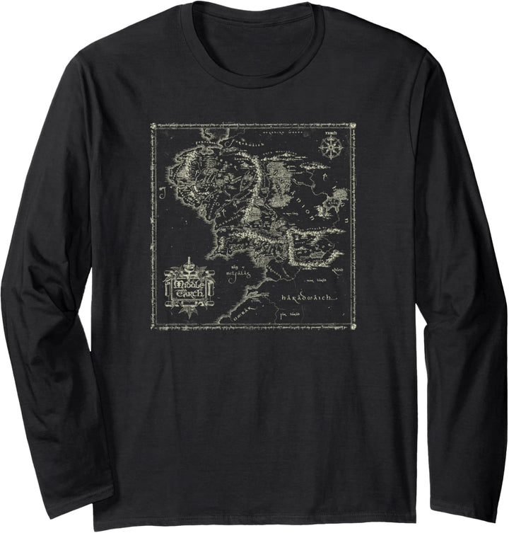 Lord of the Rings Map of Middle Earth Langarmshirt