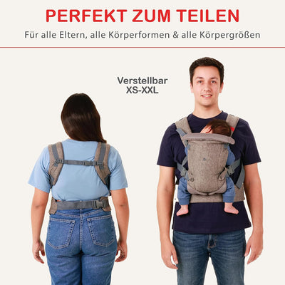 You+Me 4-in-1 Babytrage mit 3D-Cool Mesh – Für Neugeborene ab 3,6kg und Kleinkinder bis 14,5kg Grau,