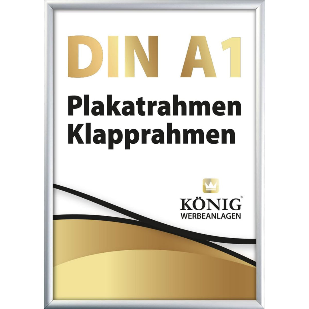 5 Plakatrahmen DIN A1 | 25mm Aluminium Profil, Silber | inkl. entspiegelter Schutzscheibe | Alu Klap