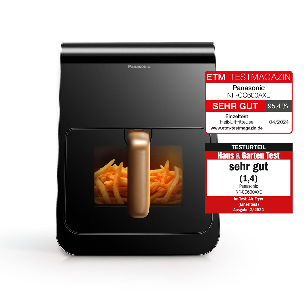 Panasonic NF-CC600AXE Air Fryer mit Sichtfenster, 6 l, 80–200 °C, digitaler Timer & LCD-Display, san