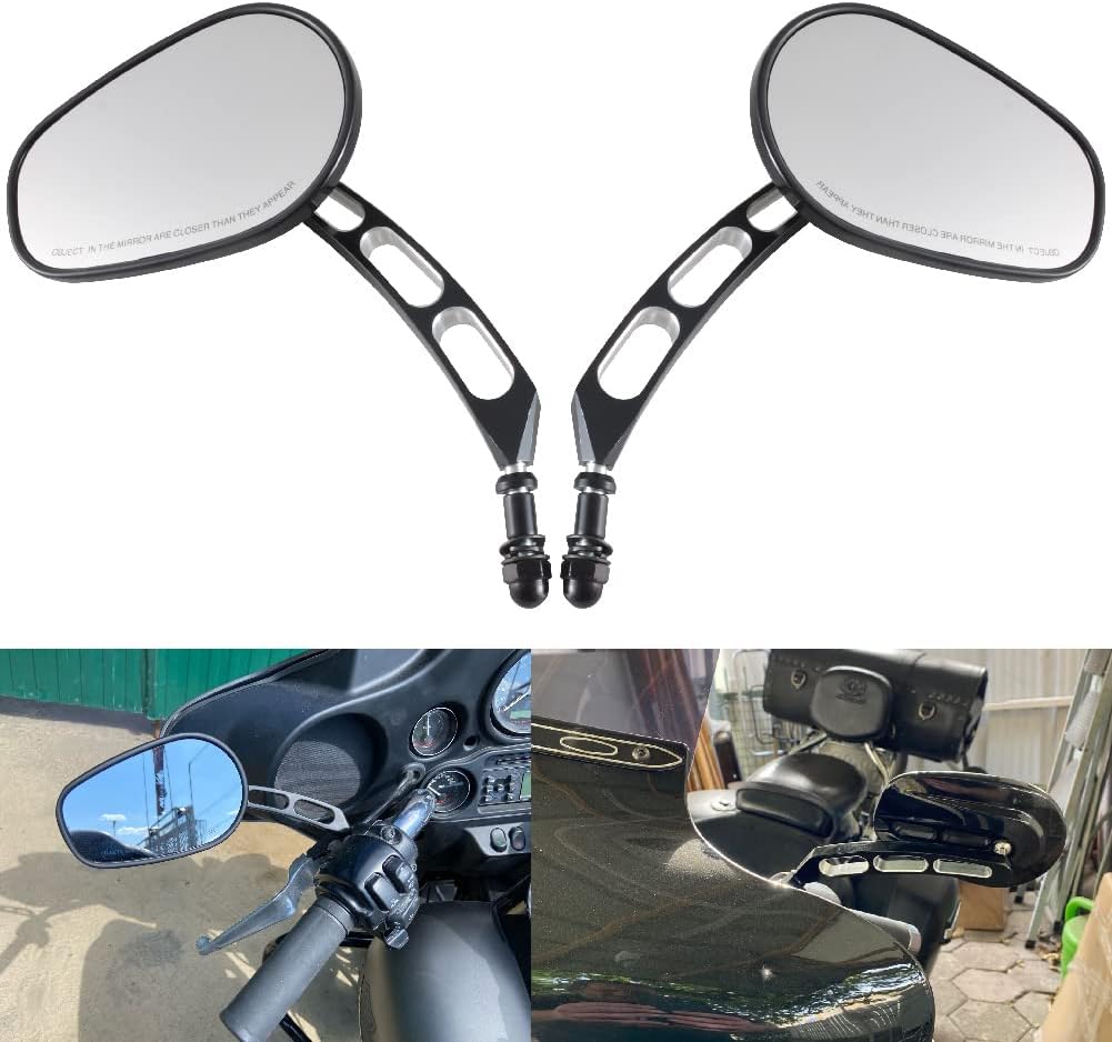 KATUR Motorrad 8 mm 10 mm Lenkerendspiegel, Rückspiegel, Motorrad, schwarzer Randschnitt, Rückseiten