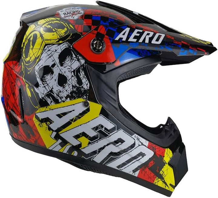 Kinder Crosshelm Skeleton – Motorradhelm für Kinder, ABS-Schale, robuster Kinderhelm für Downhill XS