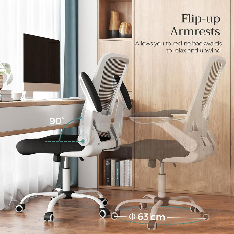 SONGMICS Bürostuhl ergonomisch, Schreibtischstuhl klappbare armlehne, 360° Drehstuhl, verstellbare L