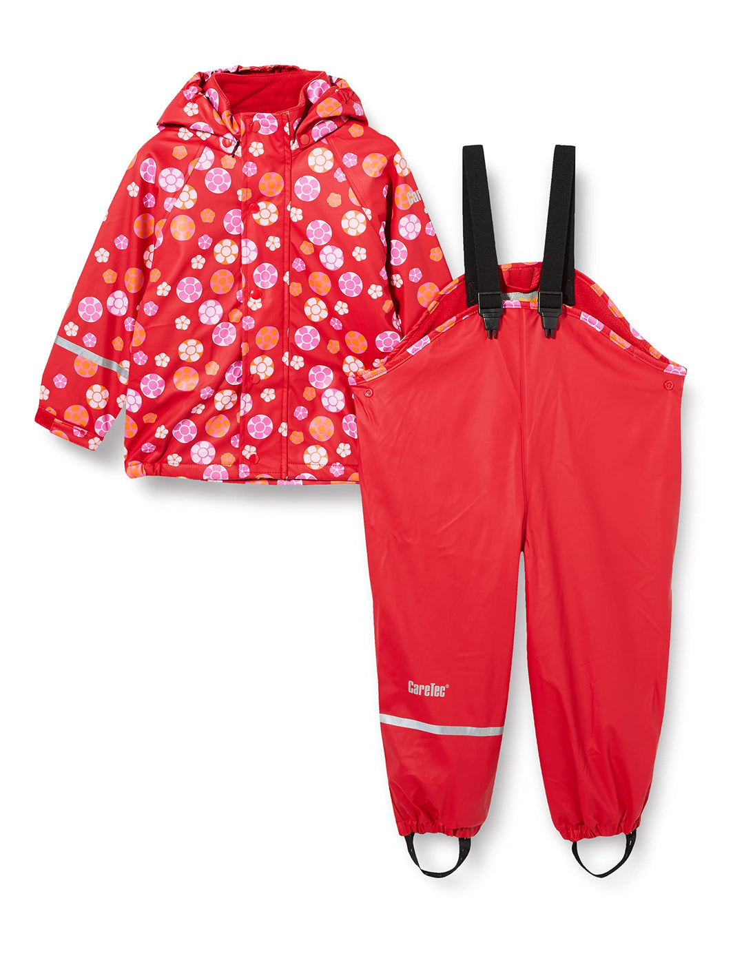 CareTec Unisex Kinder Rain Suit-Pu W. Fleece Regenmantel 80 Red (402), 80 Red (402)