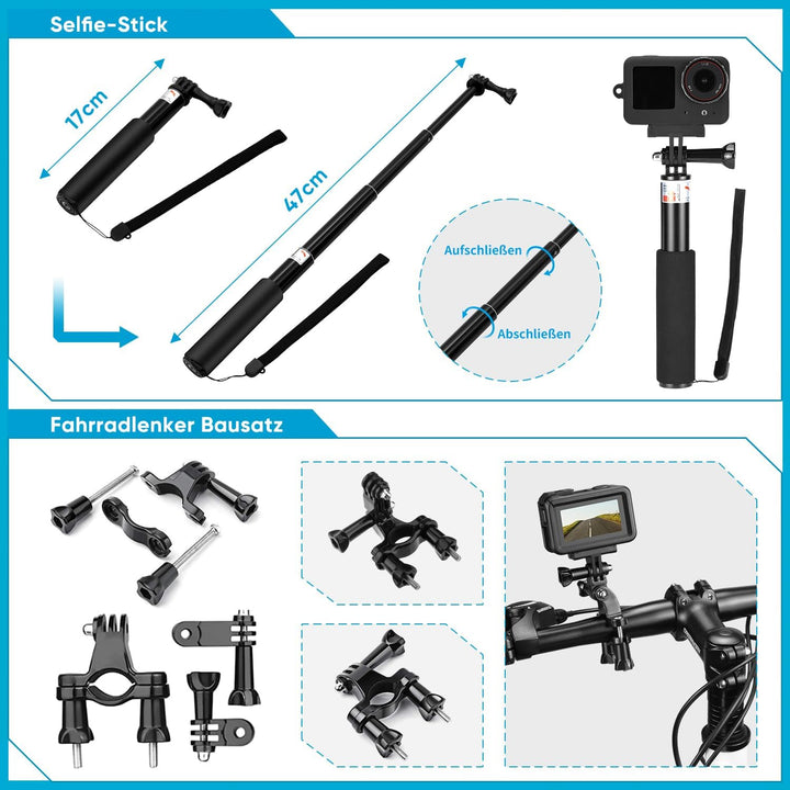 Zubehör Set Kit Bundle für DJI Osmo Action 5 Pro/4/3, oGoDeal Wasserdicht Schutzhülle Wasserdicht Ge