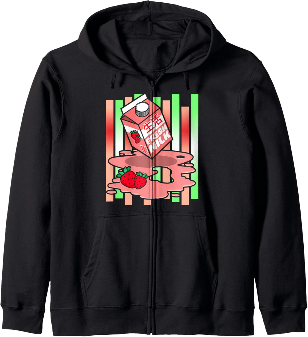 Vintage 90s Japanese Kawaii Strawberry Milkshake Graphic Kapuzenjacke
