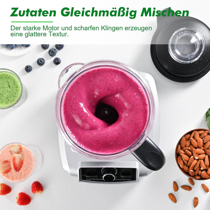 Kitchen in the box Mixer, 1500W Hochleistungs Standmixer 2L mit grossem Fassungsvermögen, 8 Edelstah