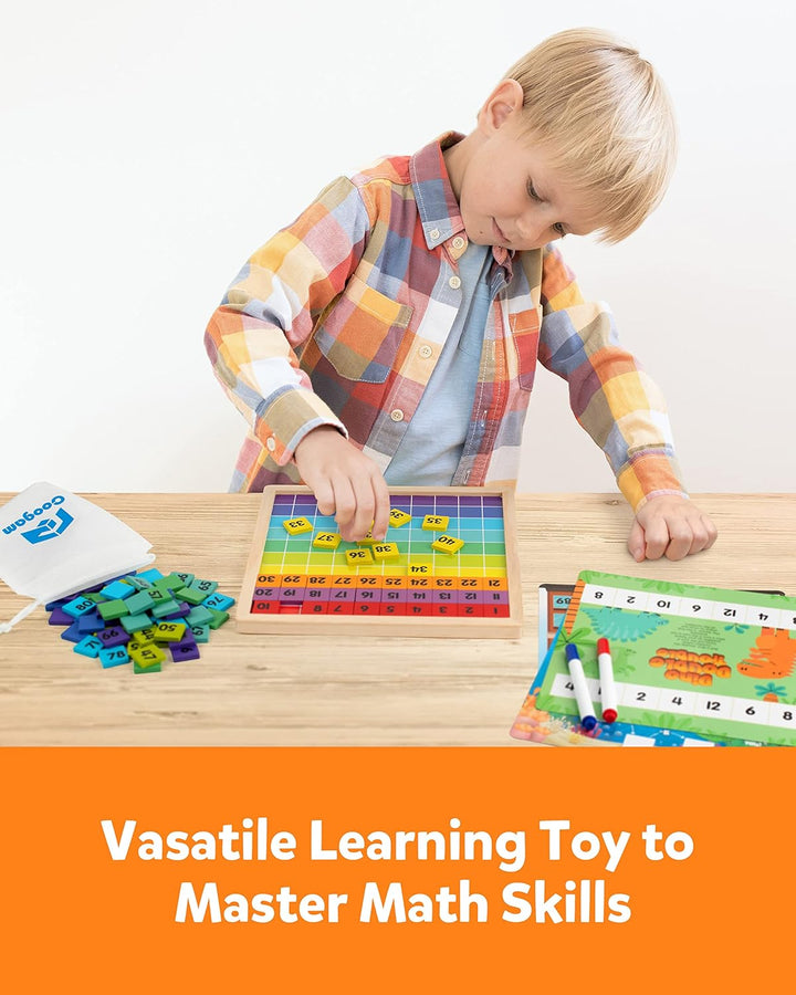 Coogam Hölzernes Mathe-Hundertbrett 1-100 Zahlen Lernen Lernspielzeug Buntes Montessori-Zählbrettspi