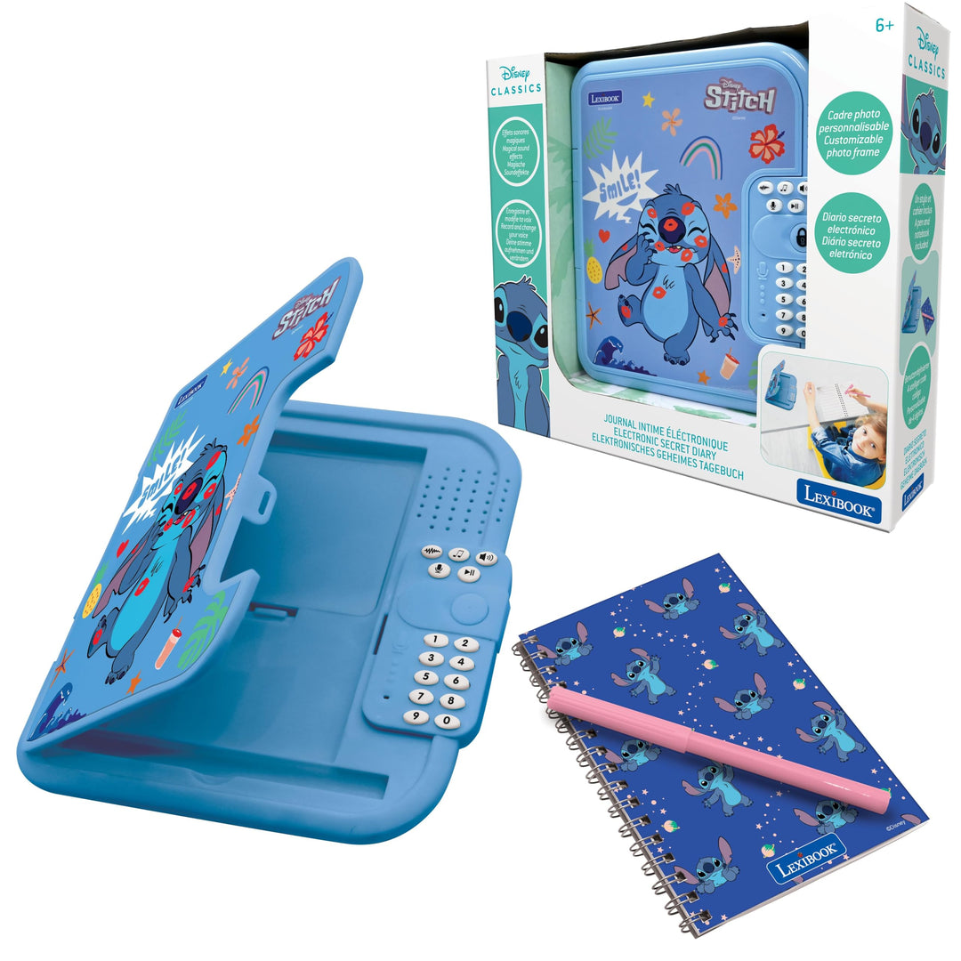 Lexibook, Disney Stitch: Elektronisches Tagebuch mit Stift und Notizbuch inklusive, interaktiv, pass