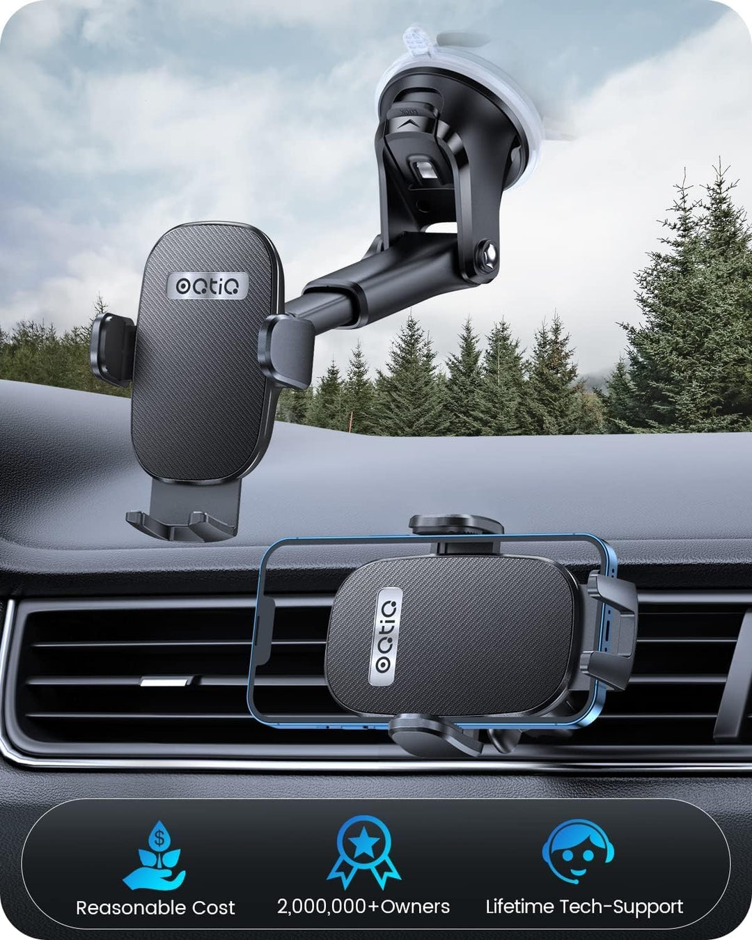 OQTIQ Handyhalterung Auto Saugnapf, Handyhalter Scheibe, 360° Drehbar Car Phone Holder Mount für Win