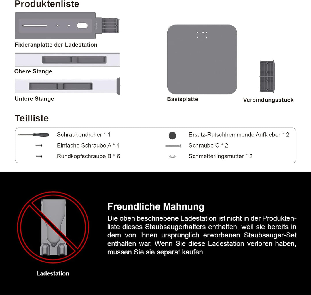 Staubsauger-Ständer mit klappbaren Aufbewahrungshaken & robuster Carbonstahl-Basis – Bohrfreie Monta
