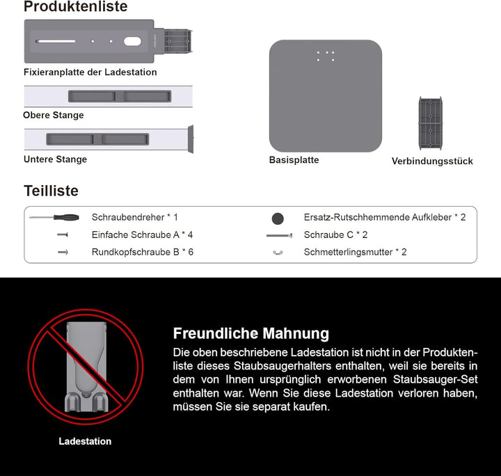 Staubsauger-Ständer mit klappbaren Aufbewahrungshaken & robuster Carbonstahl-Basis – Bohrfreie Monta