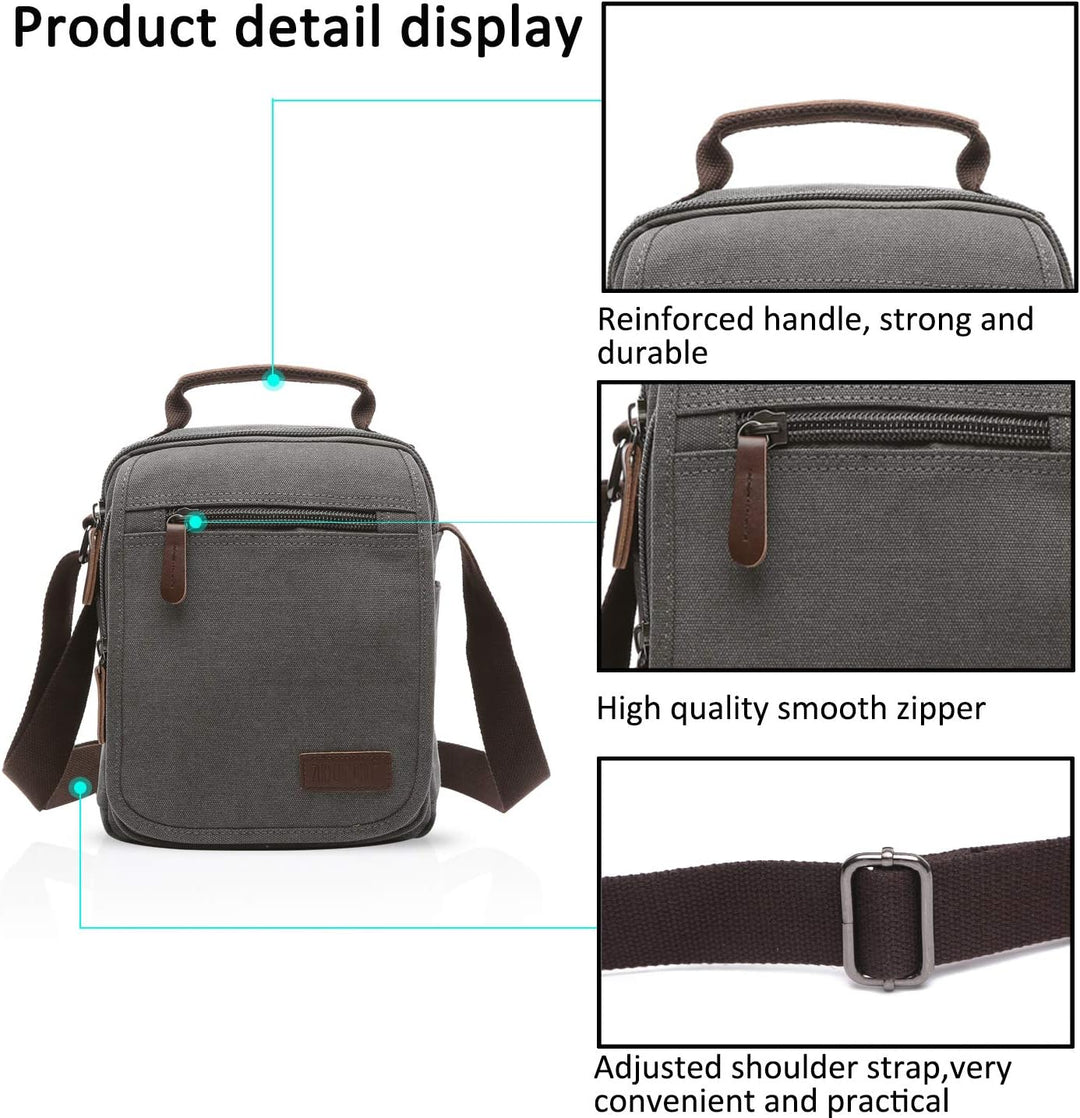 FANDARE Leinwand Umhängetasche Schultertasche Kuriertasche Canvas Messenger Bag für Herren Damen Kle