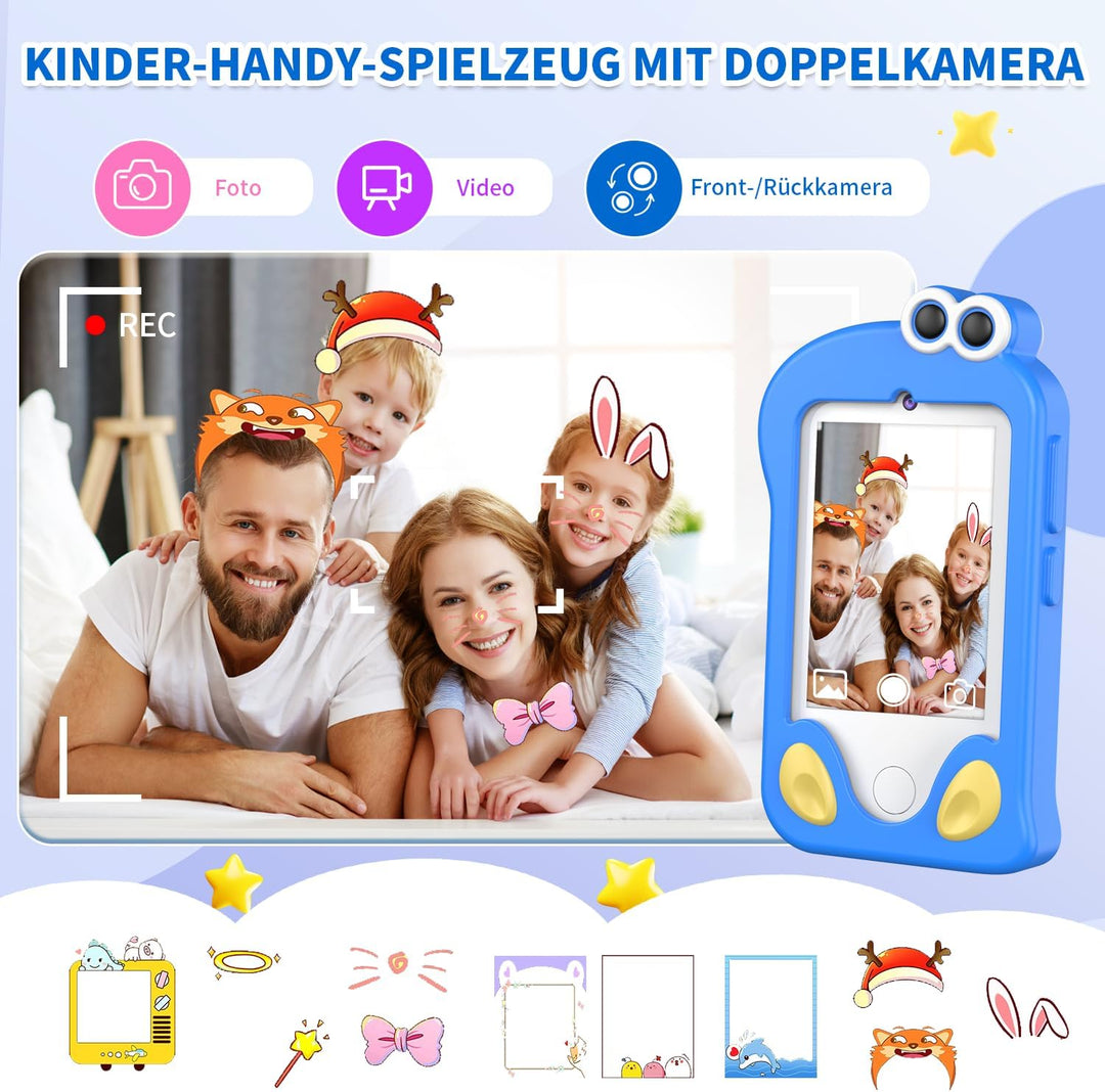 CHAKEYAKE Kinder Handy, Kinderkamera im Smartphone-Format mit 2.8” Touchscreen, Dual Kamera, Foto- V