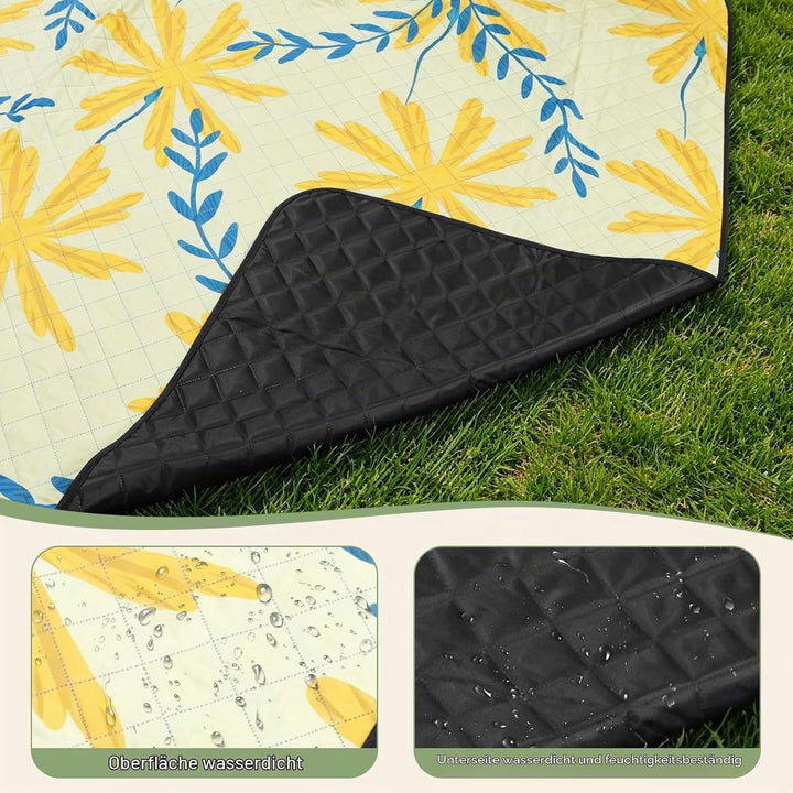 Picknickdecke 200x200 cm, Extra grosse Picknickmatte Wasserdicht Strandmatte Maschinenwaschbar Picni