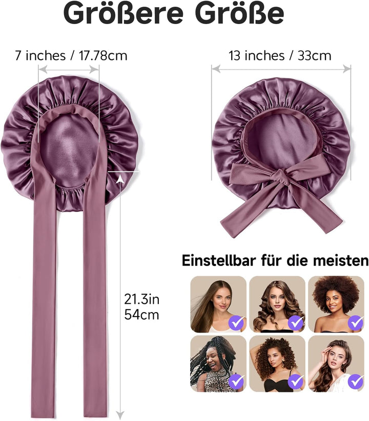 Umisleep 22 Momme Schlafmütze aus 100% Maulbeerseide, doppelseidige weiche Nachtmütze für lockiges H