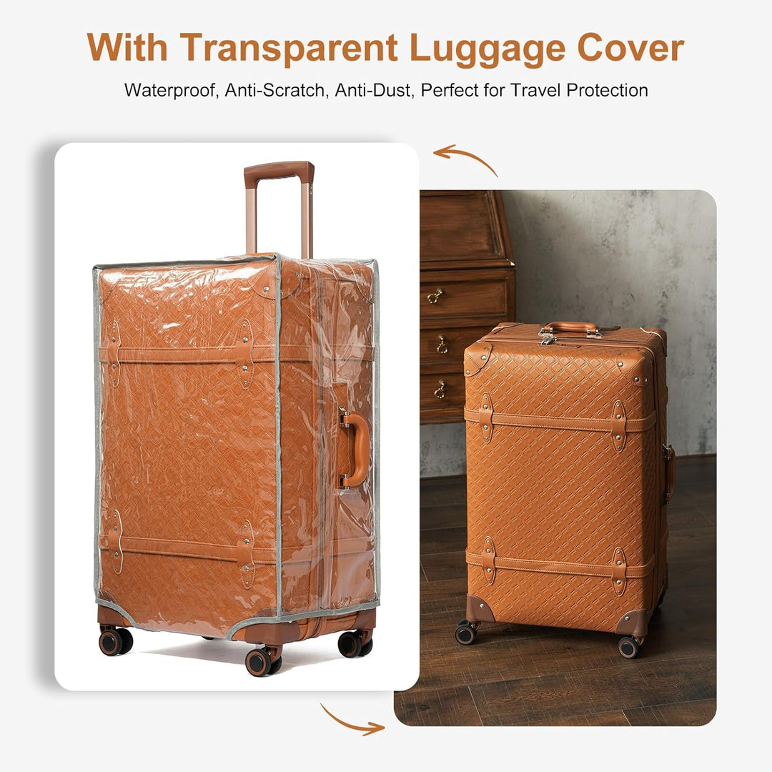Urecity Vintage Reisekoffer Set 4 Teilig Leicht Retro Lederkoffer Hartschale Trolley Handgepäck Sets