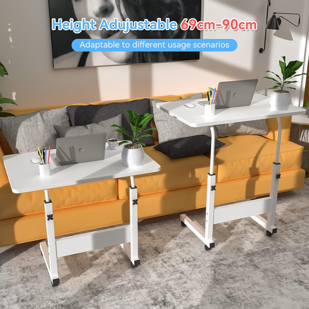 Laptoptisch mit Rollen, 60x40cm Computertisch Laptoptisch Höhenverstellbarer 69-90cm, Schreibtisch C