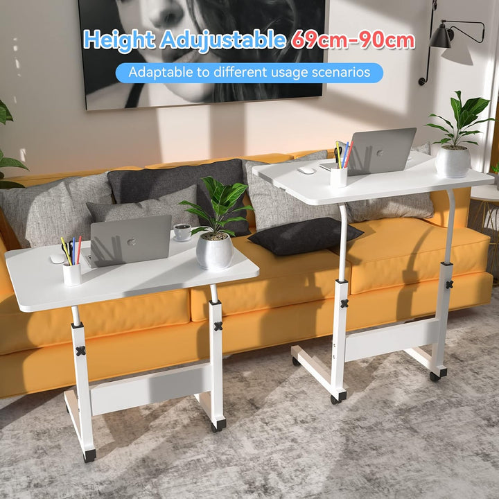 Laptoptisch mit Rollen, 60x40cm Computertisch Laptoptisch Höhenverstellbarer 69-90cm, Schreibtisch C