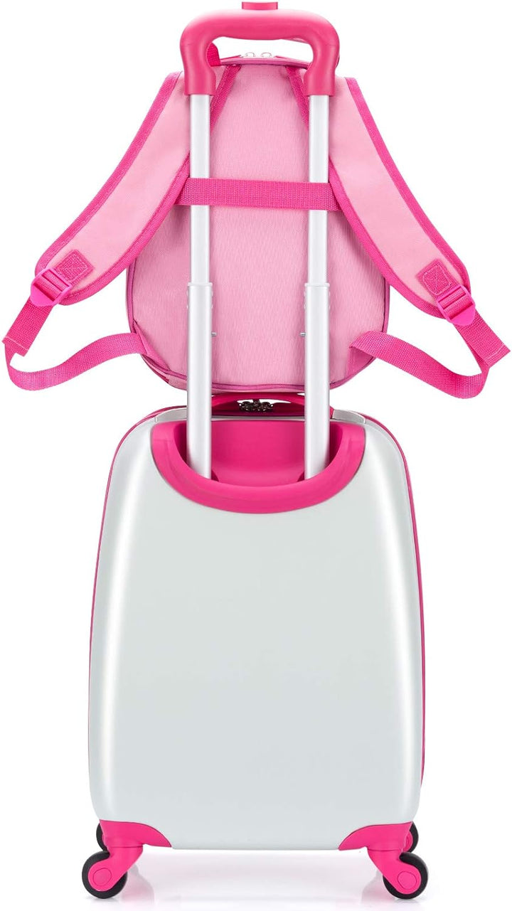 COSTWAY 2tlg Kinderkoffer + Rucksack, Kindertrolley aus Kunststoff, Kindergepäck, Kinder Kofferset H