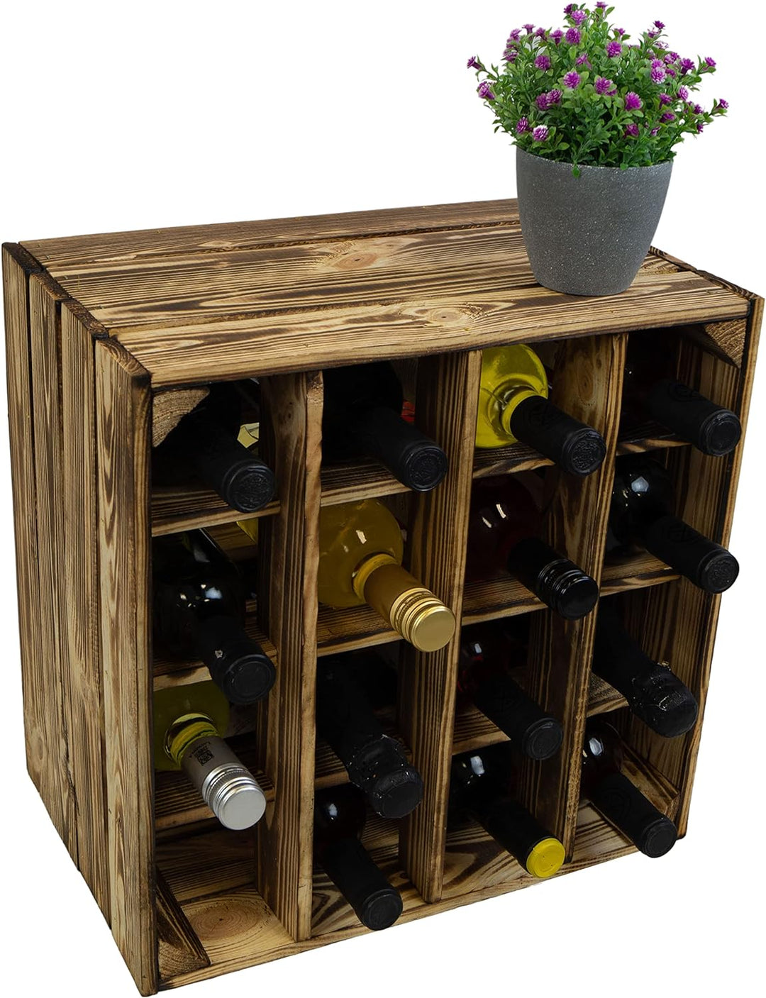 3er Set -Geflammtes Weinregal für bis zu 16 Flaschen 40x40x27 cm Kistenkolli Altes Land Wein Regal |