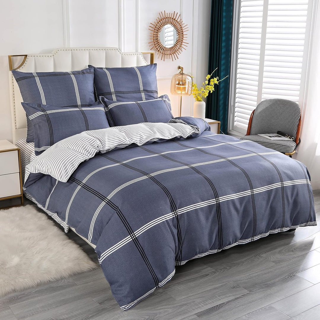 Homaxy Mikrofaser Bettwäsche 200x200cm mit Reissverschluss 3 TLG. Weiche Bettbezug Set Weisse Blätte