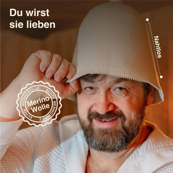 Personalisierter Saunahut mit eigenem Logo | 100% Merinowolle | Individuelle Logo-Stickerei | Saunam