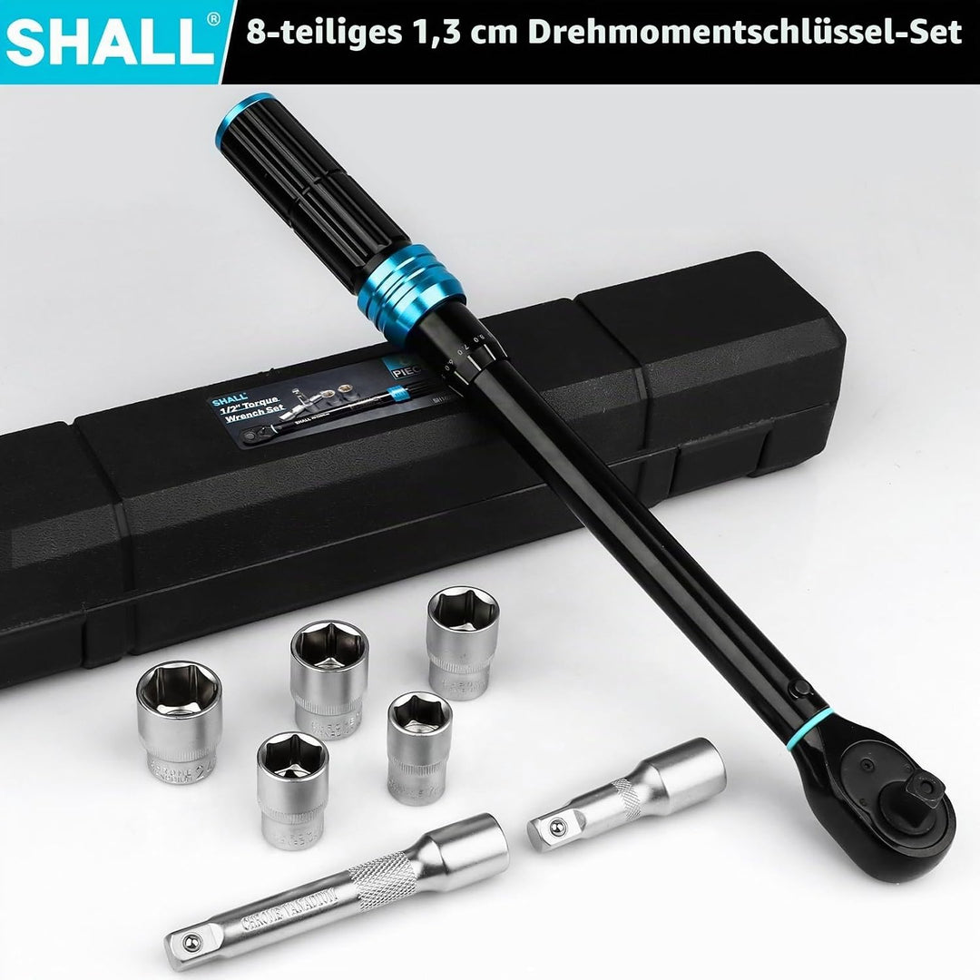 Shall 7-Piece 1/2" Torque Wrench Set, (20-220Nm), Suitable for car and motorcycle maintenance,With e