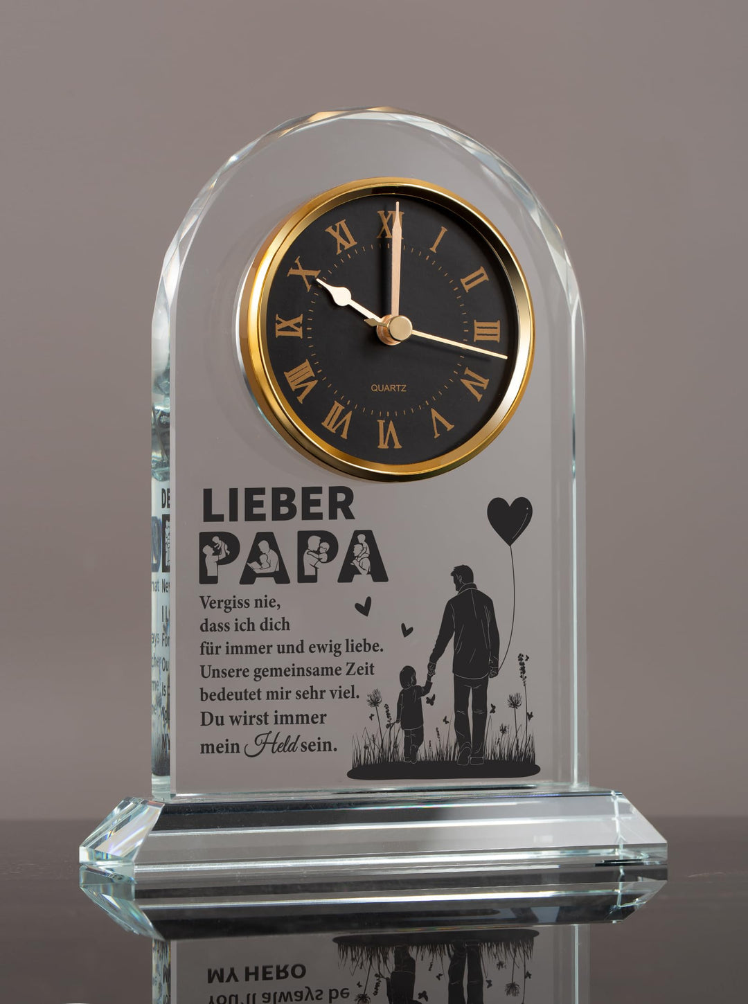 Vatertagsgeschenk für Papa, Elegante Tischuhr aus Glas Geschenke für Papa zum Weihnachten, Valentins