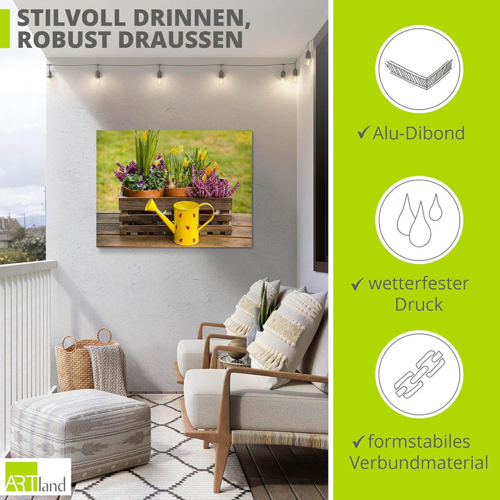 ARTland Wandbild Alu Verbundplatte für Innen & Outdoor Bild 60x45 cm Garten Blumen Frühling Narzisse