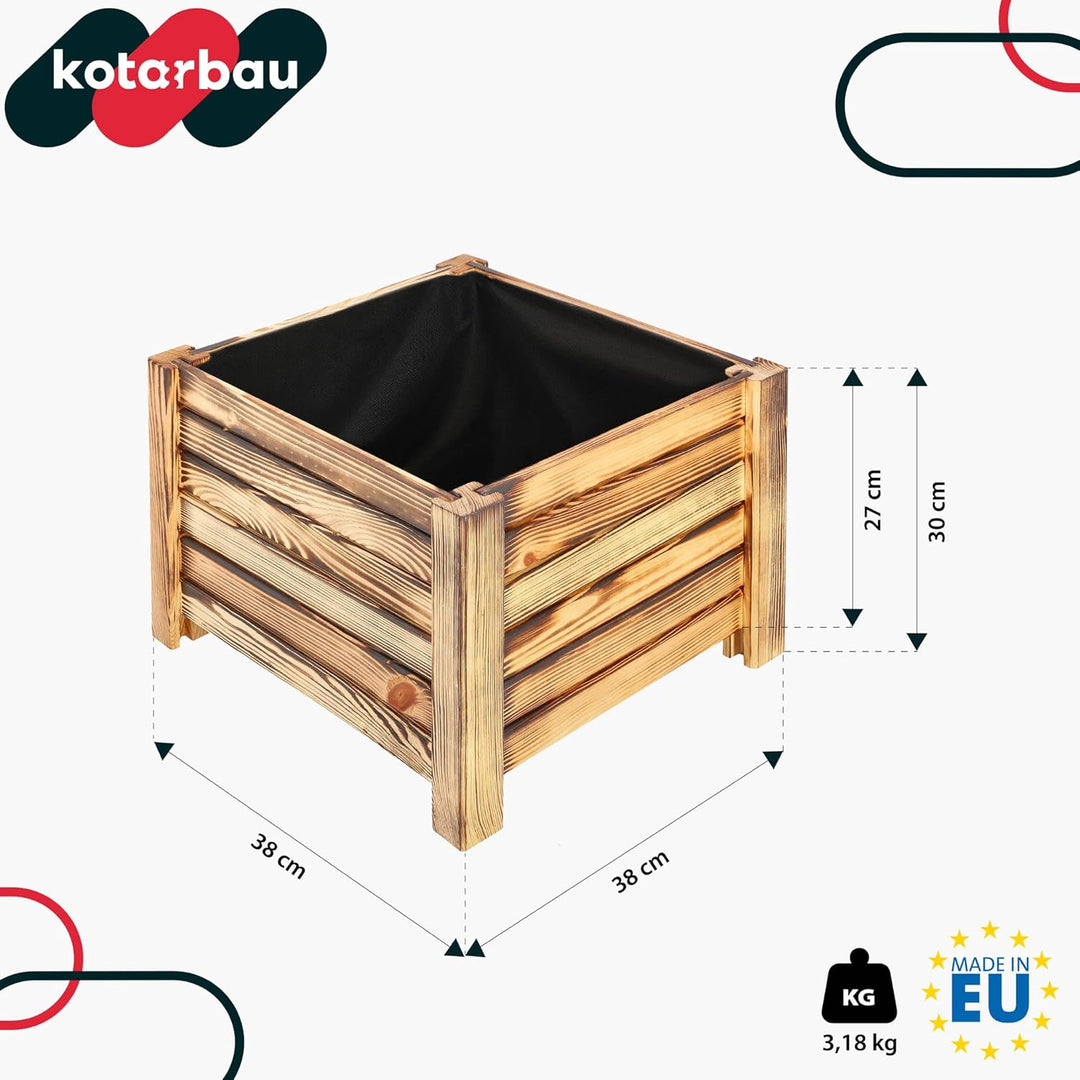 KOTARBAU® Blumenkasten - 38 x 38 x 30 cm - Pflanzkasten mit Vlies - Pflanzkübel gross aussen - Balko