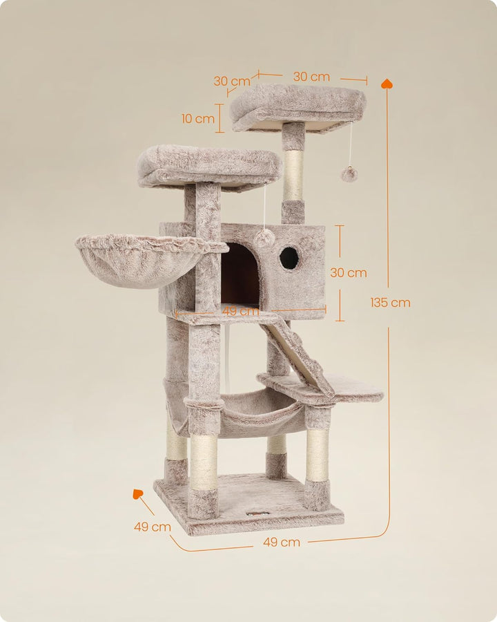 Feandrea Kratzbaum gross, Katzenbaum mit weichem Bezug, für grosse Katzen, Ombré-Braun-Weiss PCT162M