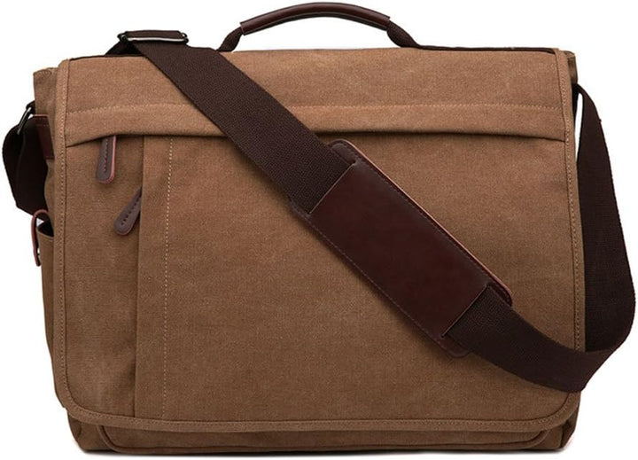 Neuleben Wasserdicht Laptoptasche für 17'' Laptop Vintage Schultertasche Umhängetasche Canvas Leder