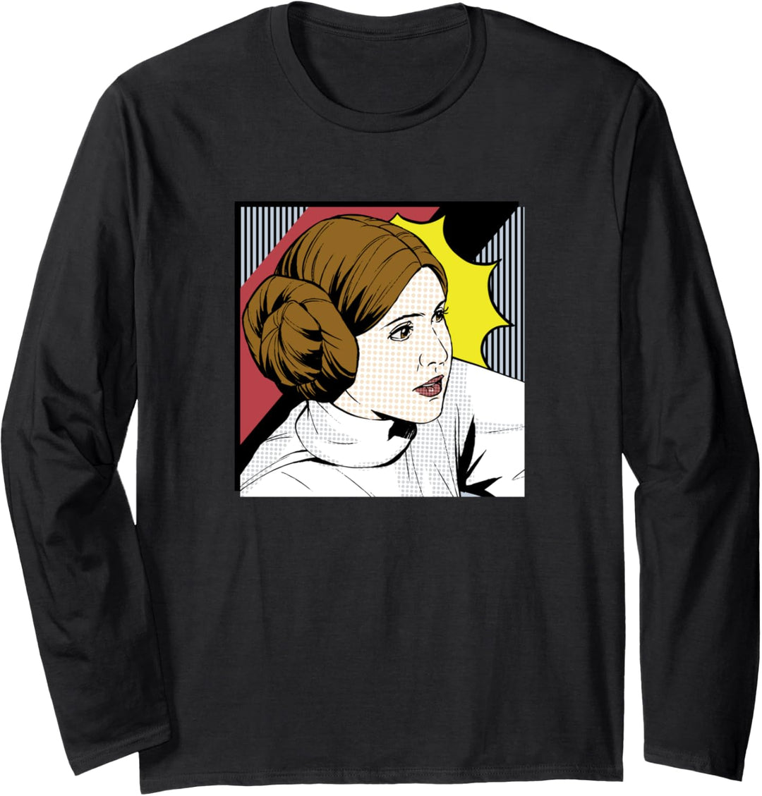 Star Wars Princess Leia Pop Art Comic Portrait Langarmshirt