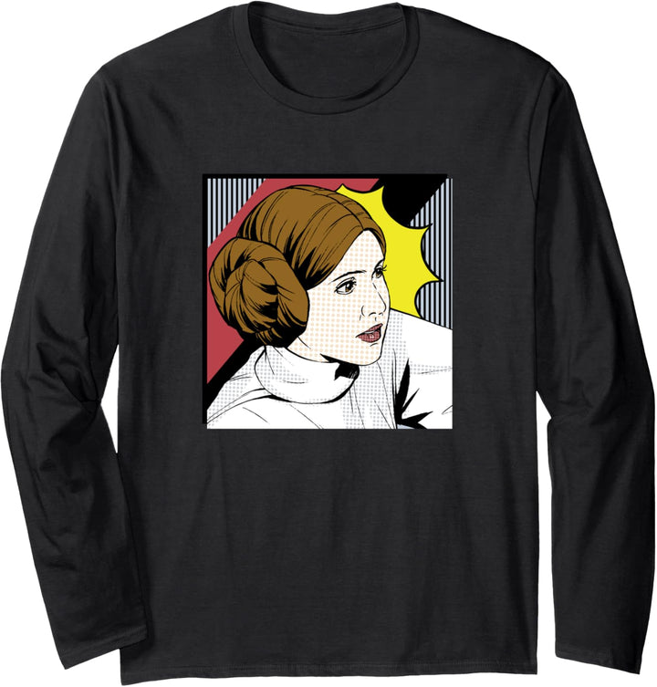 Star Wars Princess Leia Pop Art Comic Portrait Langarmshirt