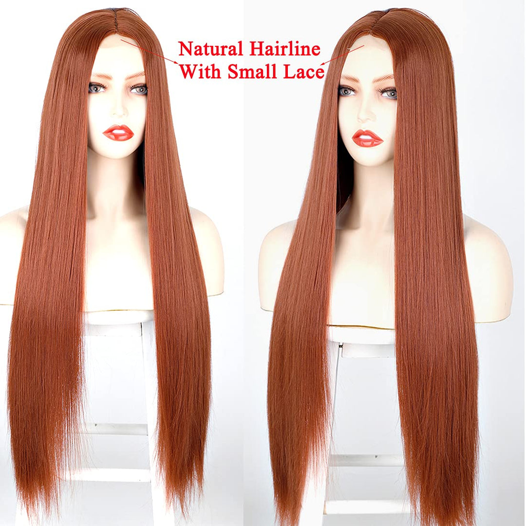 ATAYOU Kupfer Rot Lace Front Perücke Ginger Orange Perücke Für Damen Mit kleinem Spitzen Mittelteil