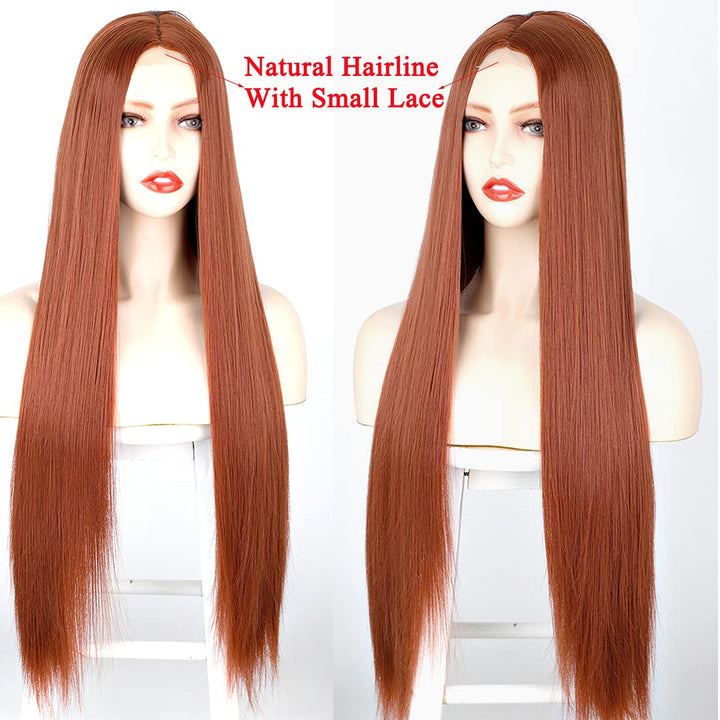 ATAYOU Kupfer Rot Lace Front Perücke Ginger Orange Perücke Für Damen Mit kleinem Spitzen Mittelteil