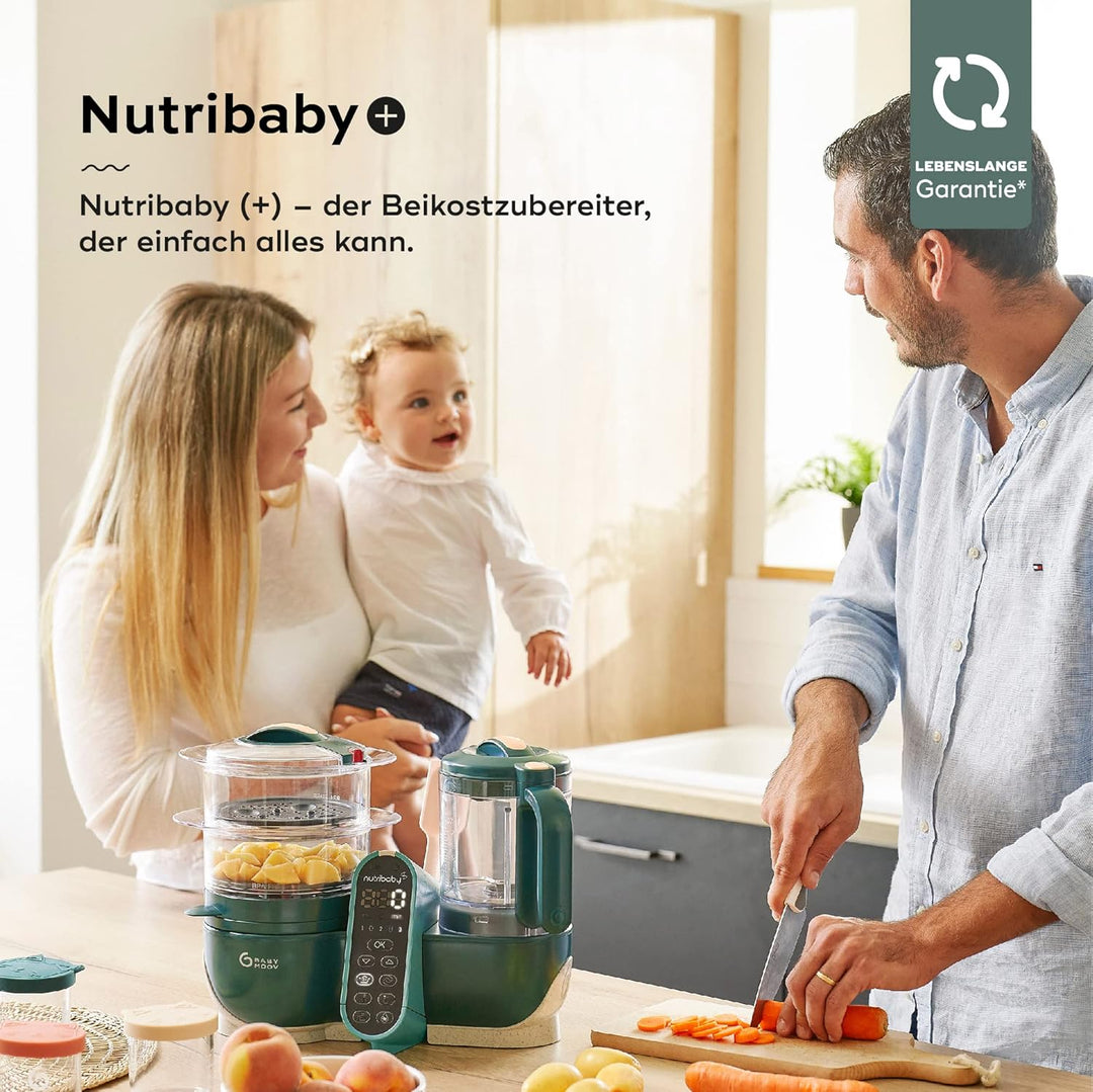 Babymoov Set Nutribaby Plus Opal Green - Babynahrungszubereiter, 2200ml Fassungsvermögen + Babybols