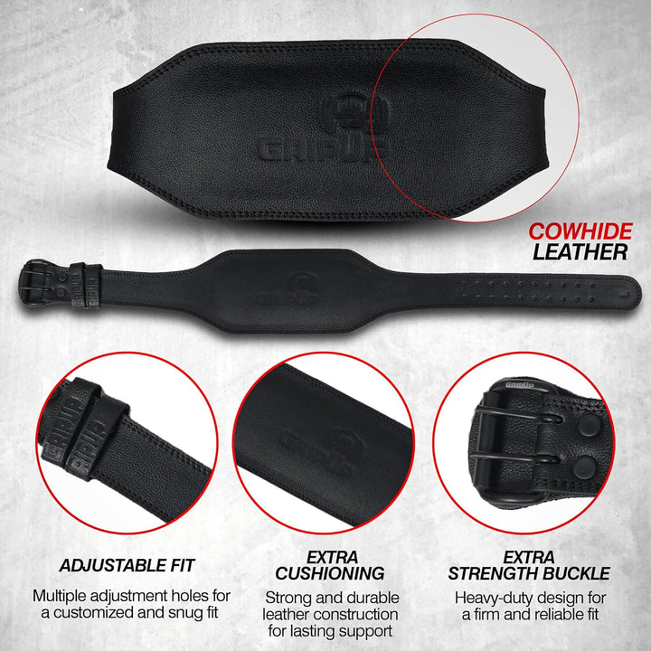 Gewichthebergürtel aus Leder – 7mm Dick, Verstellbarer Trainingsgürtel mit Gepolsterter Lendenwirbel